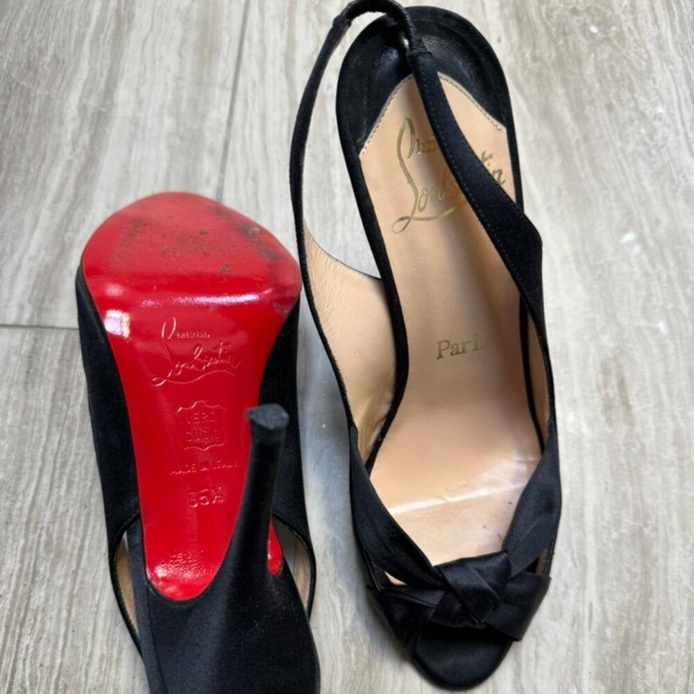 Christian Louboutin Black Satin Heels